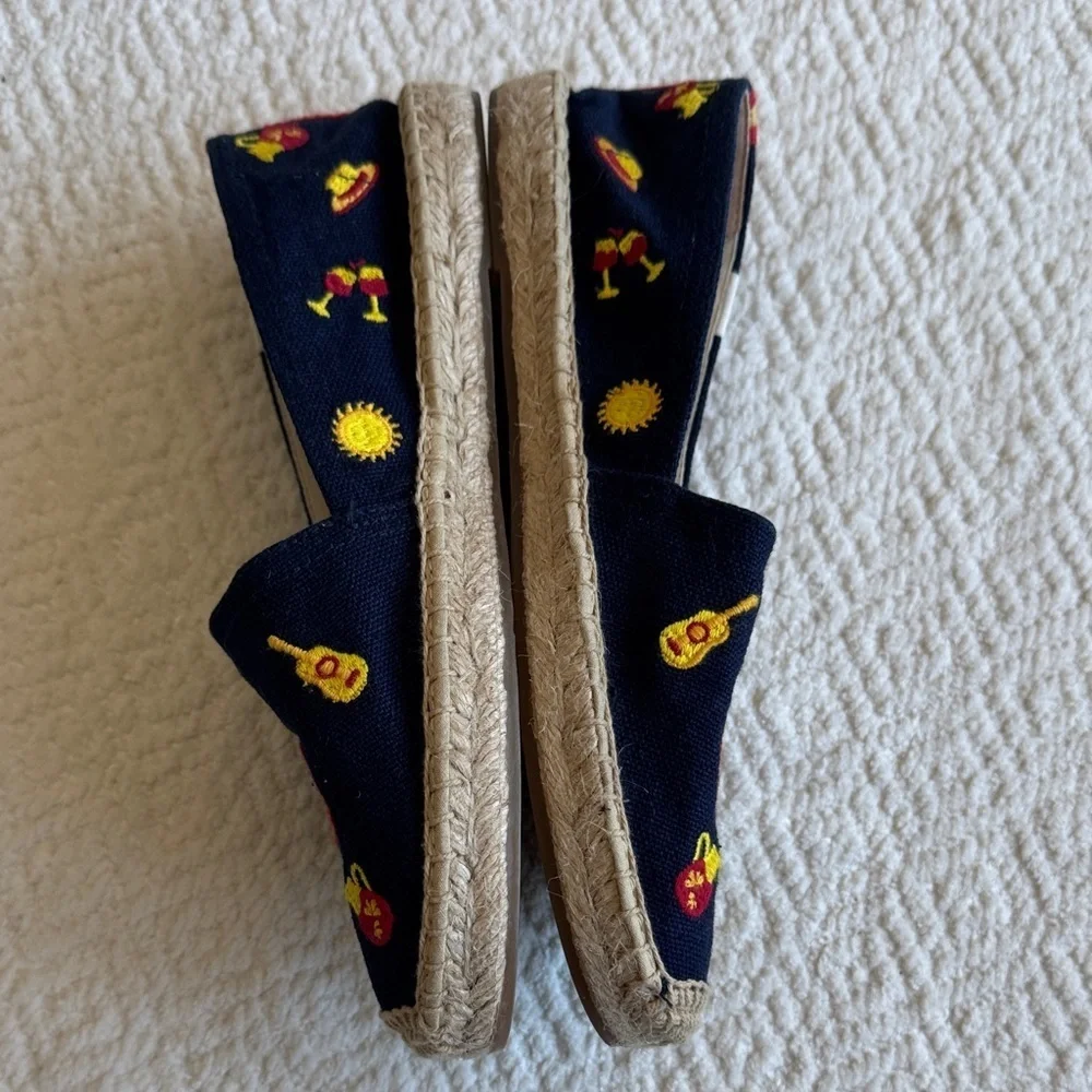 NWOT Soludos Espadrille Armada Blue Spain  with Colorful Embroidery Sz 8-8.5